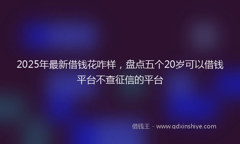 2025年最新借钱花咋样，盘点五个20岁可以借钱平台不查征信的平台
