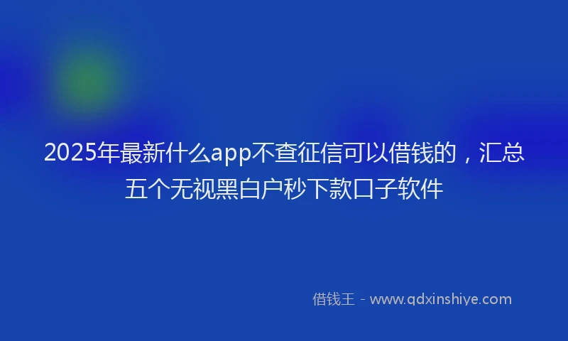 2025年最新什么app不查征信可以借钱的，汇总五个无视黑白户秒下款口子软件