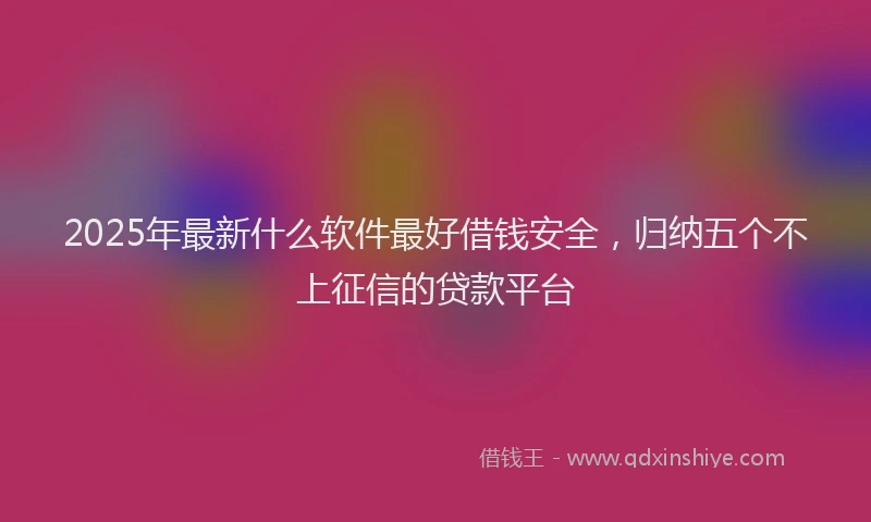 2025年最新什么软件最好借钱安全，归纳五个不上征信的贷款平台