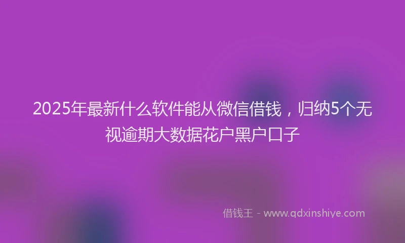 2025年最新什么软件能从微信借钱，归纳5个无视逾期大数据花户黑户口子