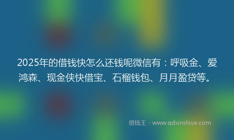 2025年的借钱快怎么还钱呢微信有：呼吸金、爱鸿森、现金侠快借宝、石榴钱包、月月盈贷等。