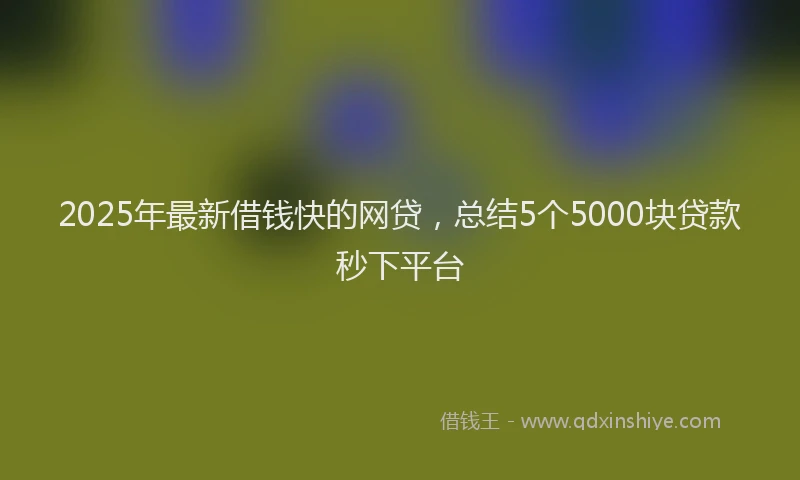 2025年最新借钱快的网贷，总结5个5000块贷款秒下平台
