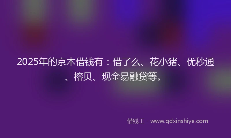 2025年的京木借钱有：借了么、花小猪、优秒通、榕贝、现金易融贷等。