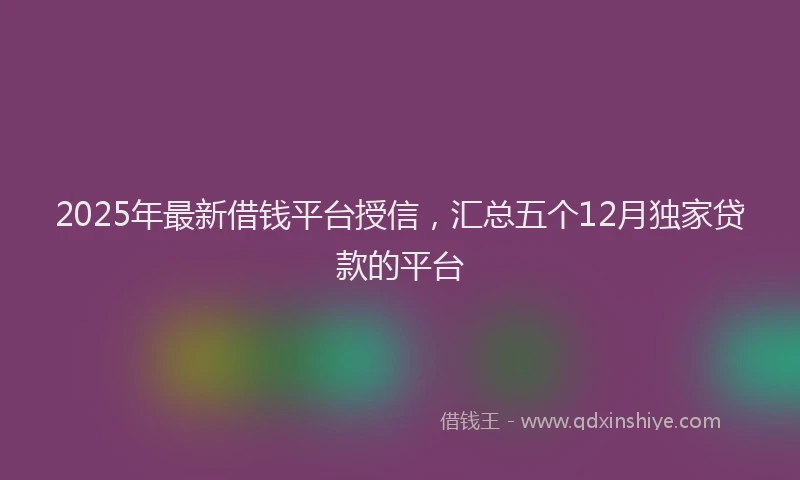 2025年最新借钱平台授信，汇总五个12月独家贷款的平台