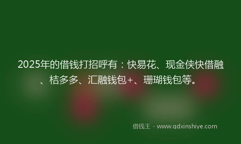 2025年的借钱打招呼有：快易花、现金侠快借融、桔多多、汇融钱包+、珊瑚钱包等。