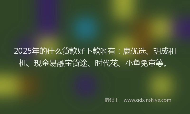 2025年的什么贷款好下款啊有：鹿优选、玥成租机、现金易融宝贷途、时代花、小鱼免审等。