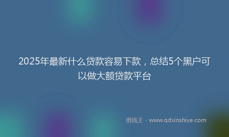 2025年最新什么贷款容易下款，总结5个黑户可以做大额贷款平台