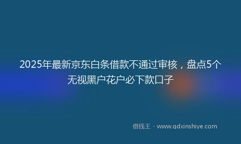 2025年最新京东白条借款不通过审核，盘点5个无视黑户花户必下款口子