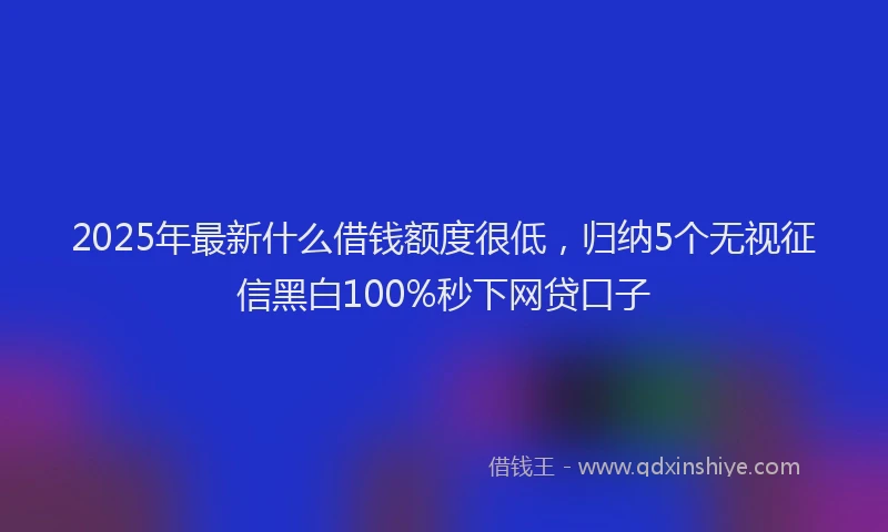 2025年最新什么借钱额度很低，归纳5个无视征信黑白100%秒下网贷口子