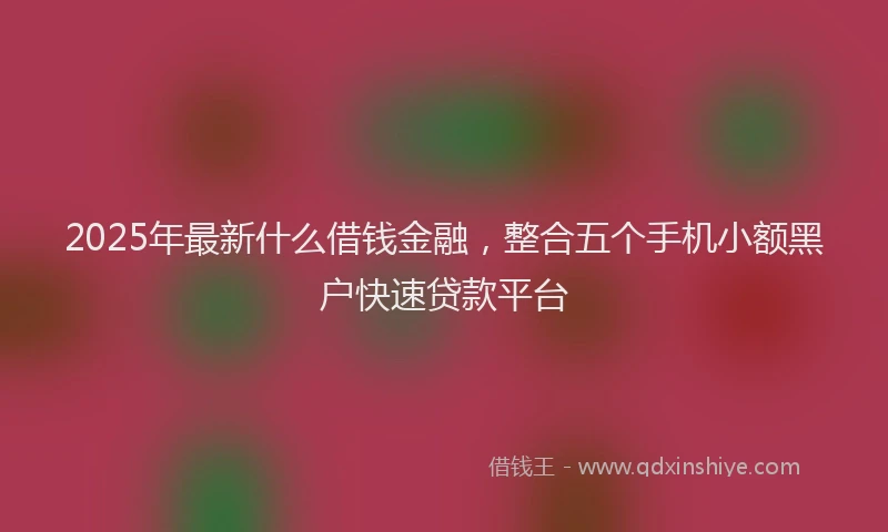 2025年最新什么借钱金融，整合五个手机小额黑户快速贷款平台