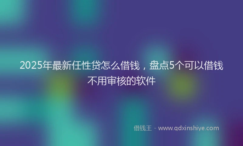 2025年最新任性贷怎么借钱，盘点5个可以借钱不用审核的软件