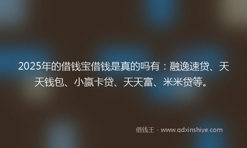 2025年的借钱宝借钱是真的吗有：融逸速贷、天天钱包、小赢卡贷、天天富、米米贷等。