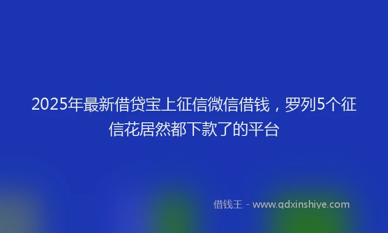 2025年最新借贷宝上征信微信借钱，罗列5个征信花居然都下款了的平台