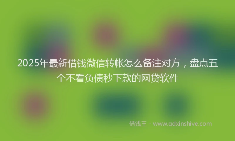 2025年最新借钱微信转帐怎么备注对方，盘点五个不看负债秒下款的网贷软件