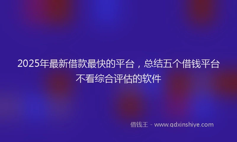 2025年最新借款最快的平台，总结五个借钱平台不看综合评估的软件