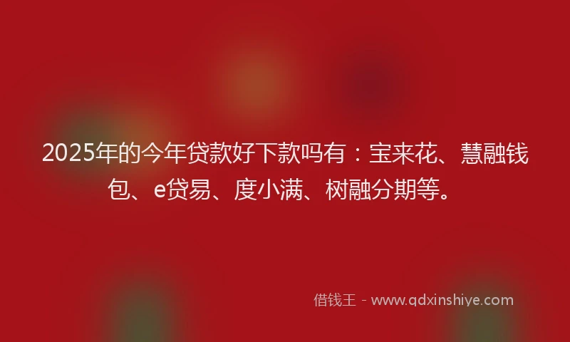 2025年的今年贷款好下款吗有：宝来花、慧融钱包、e贷易、度小满、树融分期等。