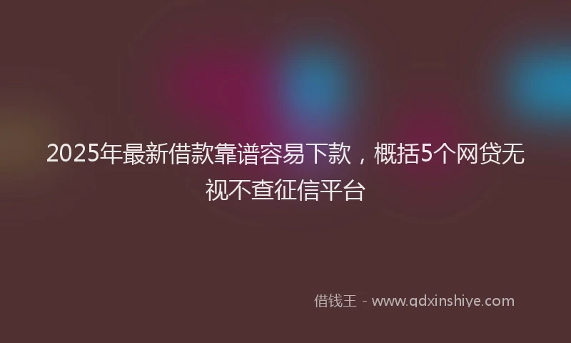 2025年最新借款靠谱容易下款，概括5个网贷无视不查征信平台