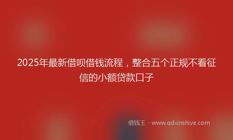 2025年最新借呗借钱流程，整合五个正规不看征信的小额贷款口子