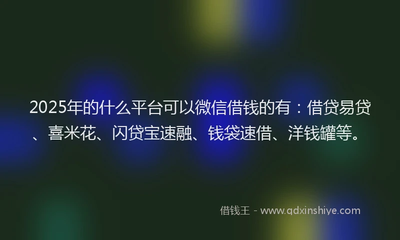 2025年的什么平台可以微信借钱的有：借贷易贷、喜米花、闪贷宝速融、钱袋速借、洋钱罐等。
