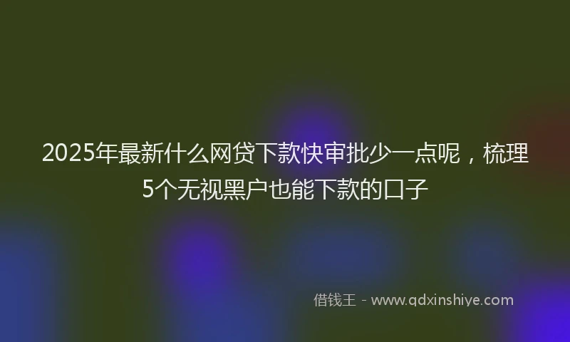 2025年最新什么网贷下款快审批少一点呢，梳理5个无视黑户也能下款的口子