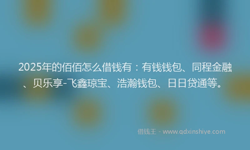 2025年的佰佰怎么借钱有：有钱钱包、同程金融、贝乐享-飞鑫琼宝、浩瀚钱包、日日贷通等。