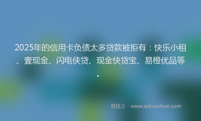 2025年的信用卡负债太多贷款被拒有：快乐小租、壹现金、闪电侠贷、现金快贷宝、易橙优品等。