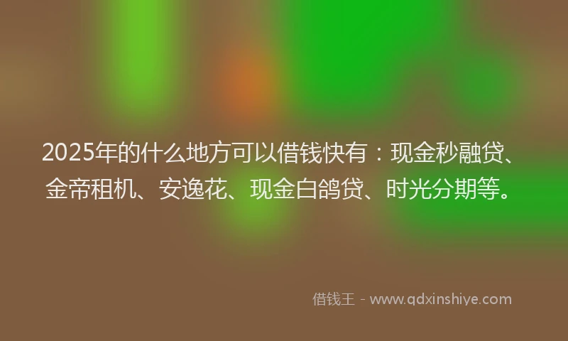 2025年的什么地方可以借钱快有：现金秒融贷、金帝租机、安逸花、现金白鸽贷、时光分期等。