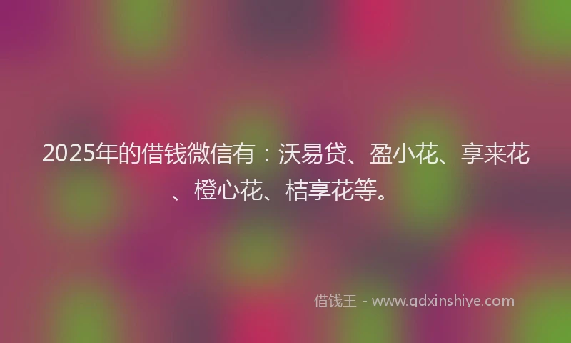 2025年的借钱微信有：沃易贷、盈小花、享来花、橙心花、桔享花等。