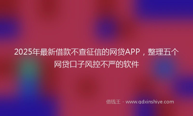 2025年最新借款不查征信的网贷APP，整理五个网贷口子风控不严的软件