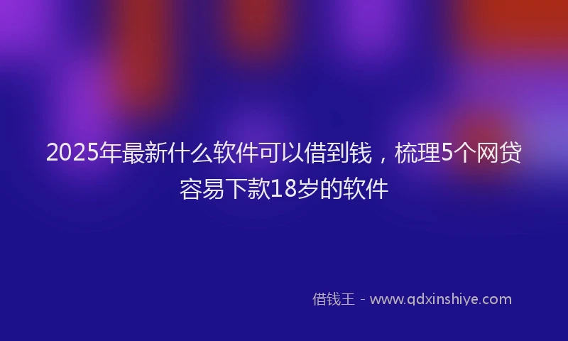 2025年最新什么软件可以借到钱，梳理5个网贷容易下款18岁的软件