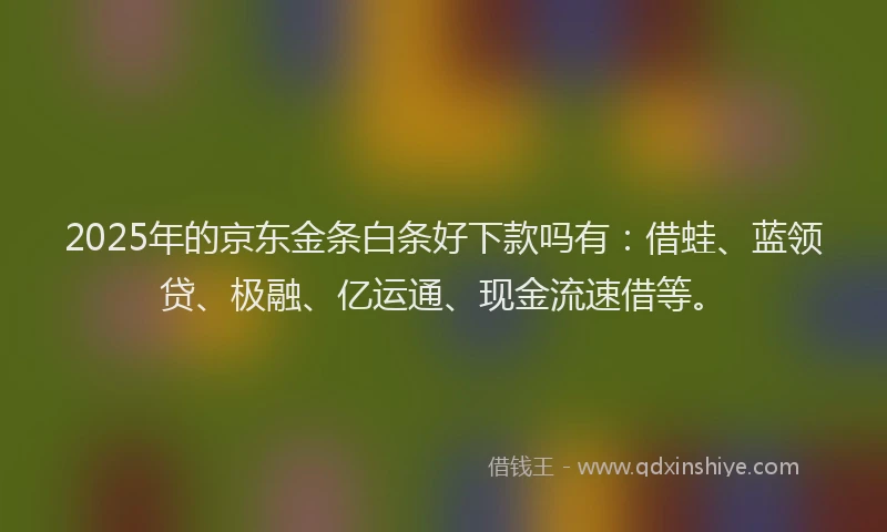 2025年的京东金条白条好下款吗有：借蛙、蓝领贷、极融、亿运通、现金流速借等。