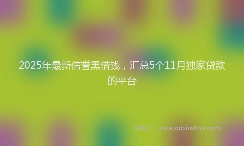 2025年最新信誉黑借钱，汇总5个11月独家贷款的平台