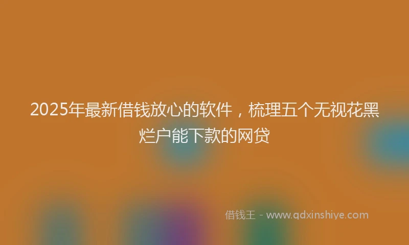 2025年最新借钱放心的软件，梳理五个无视花黑烂户能下款的网贷