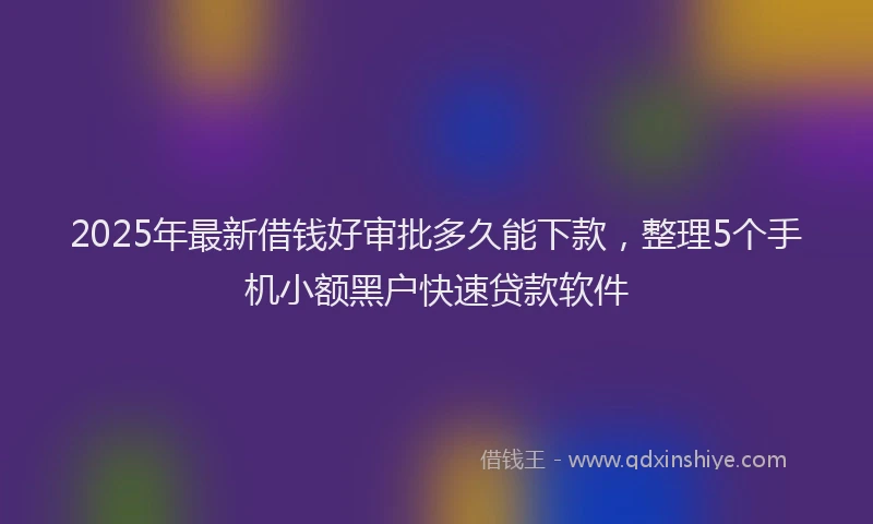 2025年最新借钱好审批多久能下款，整理5个手机小额黑户快速贷款软件