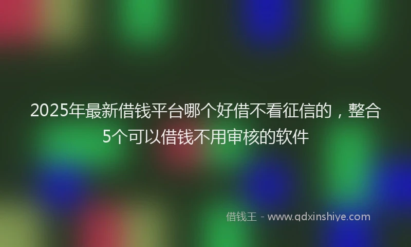 2025年最新借钱平台哪个好借不看征信的，整合5个可以借钱不用审核的软件