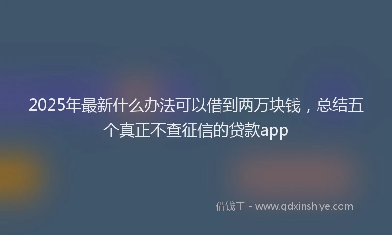 2025年最新什么办法可以借到两万块钱，总结五个真正不查征信的贷款app