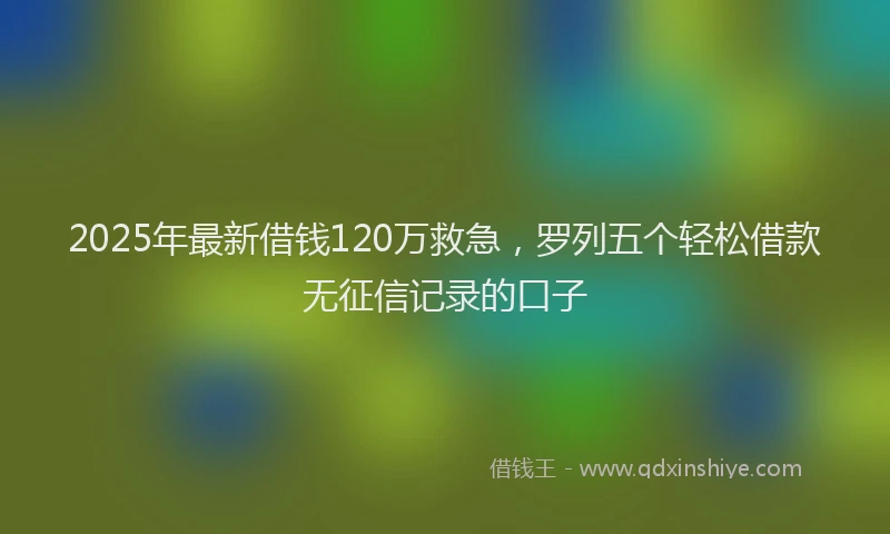 2025年最新借钱120万救急，罗列五个轻松借款无征信记录的口子