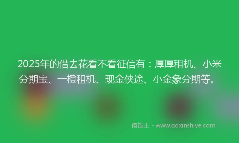 2025年的借去花看不看征信有：厚厚租机、小米分期宝、一橙租机、现金侠途、小金象分期等。
