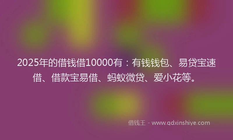 2025年的借钱借10000有：有钱钱包、易贷宝速借、借款宝易借、蚂蚁微贷、爱小花等。