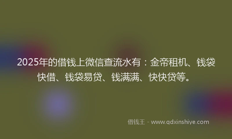 2025年的借钱上微信查流水有：金帝租机、钱袋快借、钱袋易贷、钱满满、快快贷等。