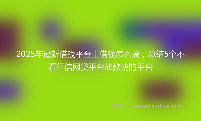 2025年最新借钱平台上借钱怎么搞，总结5个不看征信网贷平台放款快的平台