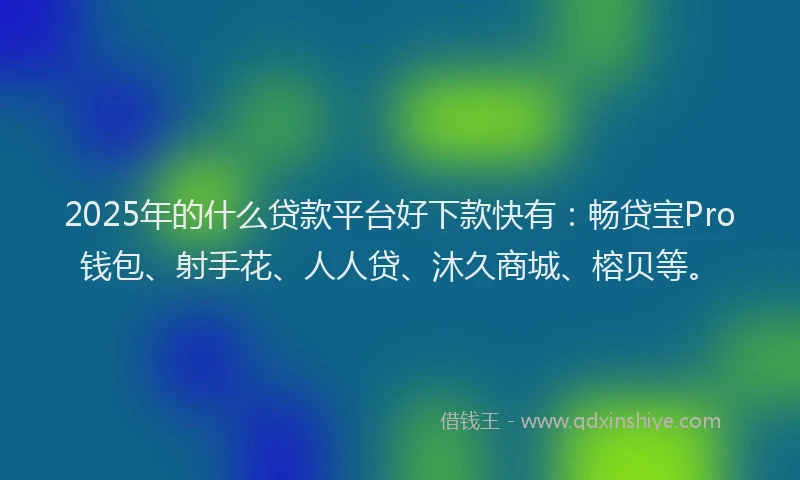 2025年的什么贷款平台好下款快有：畅贷宝Pro钱包、射手花、人人贷、沐久商城、榕贝等。