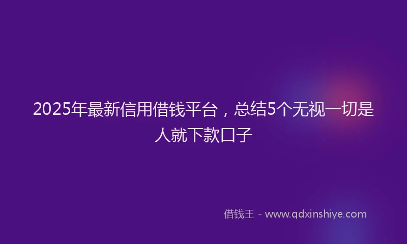 2025年最新信用借钱平台，总结5个无视一切是人就下款口子
