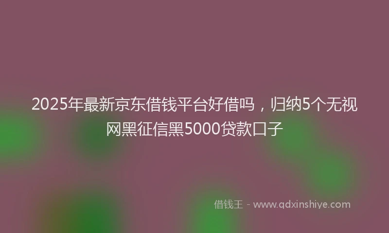 2025年最新京东借钱平台好借吗，归纳5个无视网黑征信黑5000贷款口子