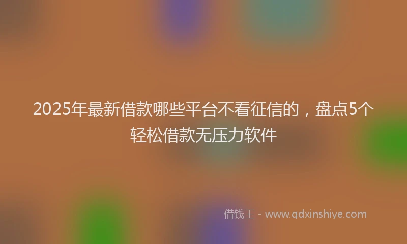 2025年最新借款哪些平台不看征信的，盘点5个轻松借款无压力软件