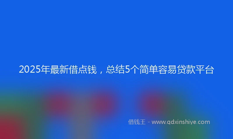 2025年最新借点钱，总结5个简单容易贷款平台
