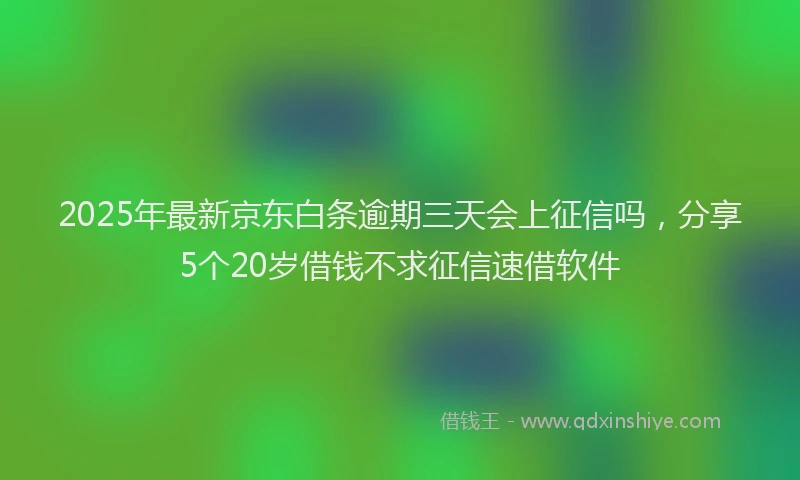 2025年最新京东白条逾期三天会上征信吗，分享5个20岁借钱不求征信速借软件