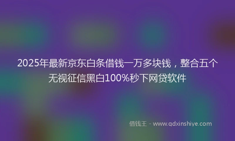 2025年最新京东白条借钱一万多块钱，整合五个无视征信黑白100%秒下网贷软件