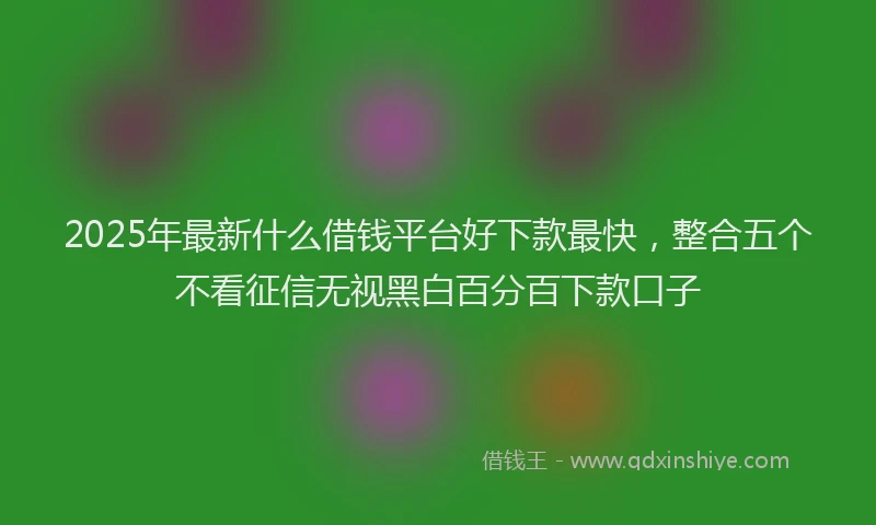 2025年最新什么借钱平台好下款最快，整合五个不看征信无视黑白百分百下款口子