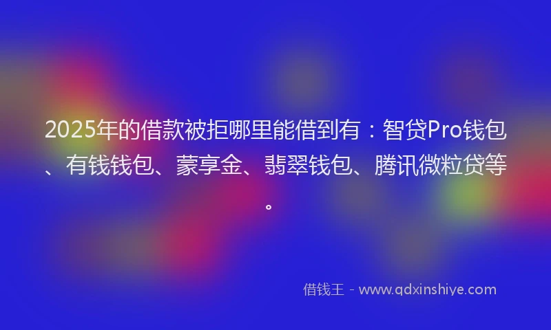 2025年的借款被拒哪里能借到有：智贷Pro钱包、有钱钱包、蒙享金、翡翠钱包、腾讯微粒贷等。